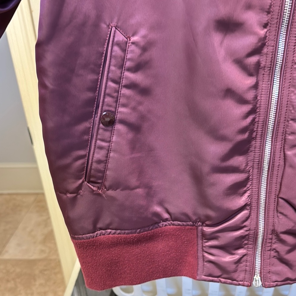 Rag & Bone Red Bomber Jacket with Ribbed Collar - Picture 3 of 9